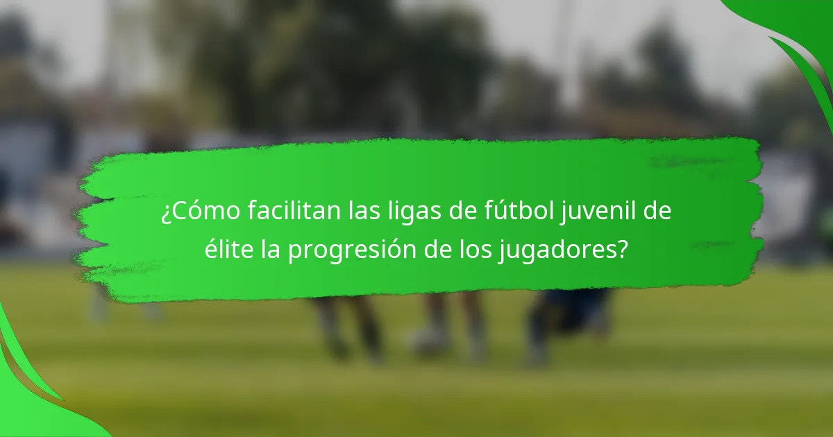 ¿Cómo facilitan las ligas de fútbol juvenil de élite la progresión de los jugadores?