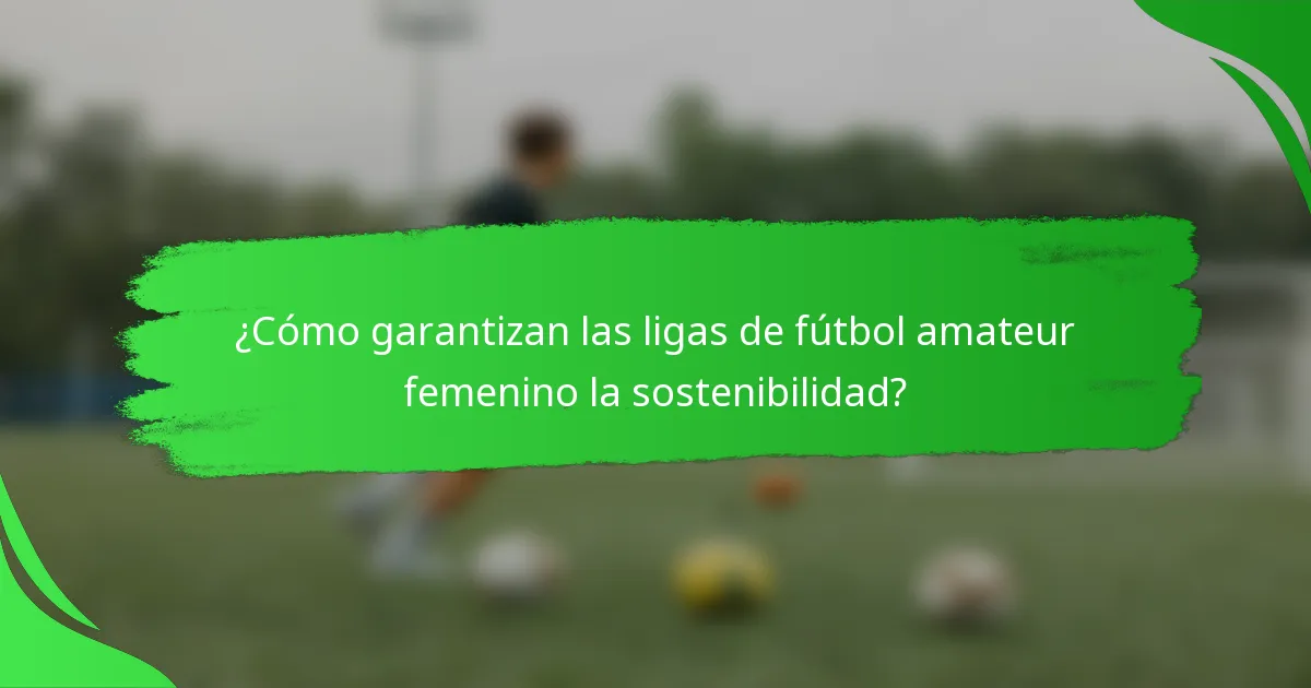 ¿Cómo garantizan las ligas de fútbol amateur femenino la sostenibilidad?