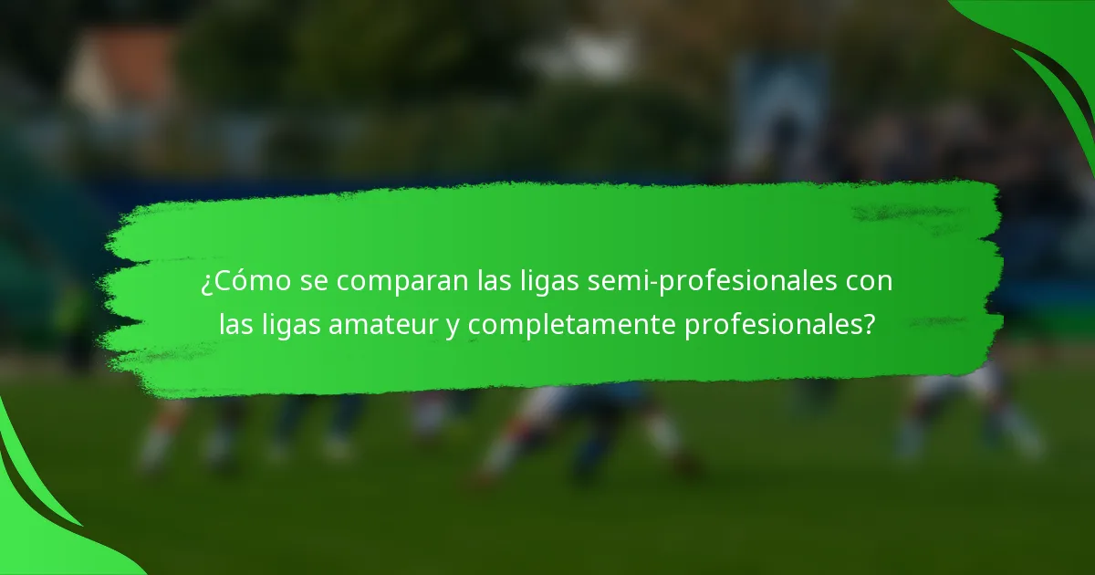 ¿Cómo se comparan las ligas semi-profesionales con las ligas amateur y completamente profesionales?