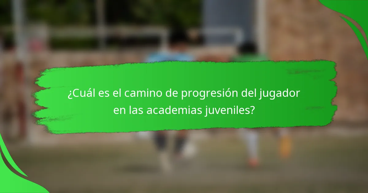 ¿Cuál es el camino de progresión del jugador en las academias juveniles?