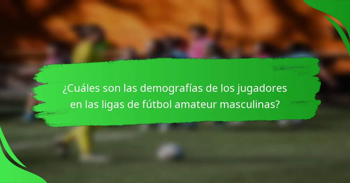 ¿Cuáles son las demografías de los jugadores en las ligas de fútbol amateur masculinas?