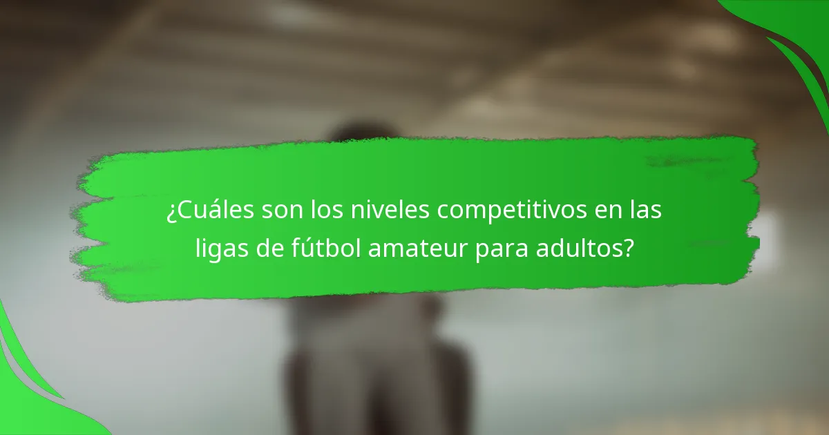 ¿Cuáles son los niveles competitivos en las ligas de fútbol amateur para adultos?
