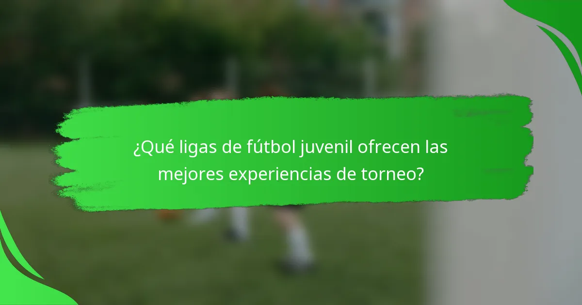 ¿Qué ligas de fútbol juvenil ofrecen las mejores experiencias de torneo?