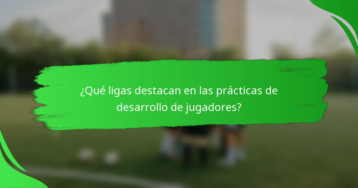 ¿Qué ligas destacan en las prácticas de desarrollo de jugadores?